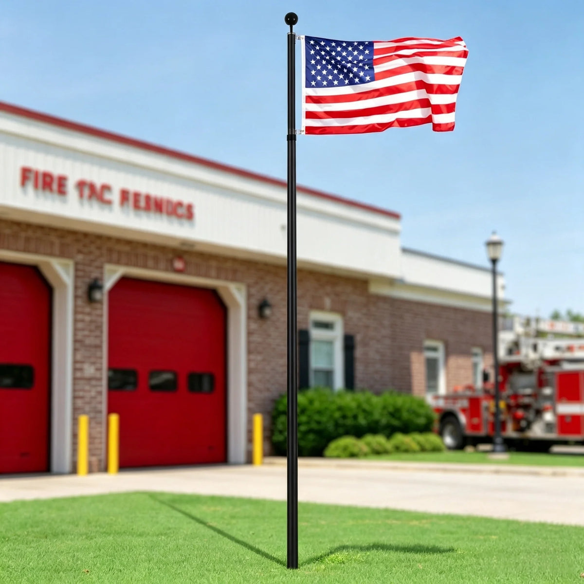 25FT Black Telescoping Flagpole Kit, 3 Display Modes with 3x5 US American Flag Complete Accessories Heavy Duty Flag Pole for Outdoor Yard Lawn Garden Backyard