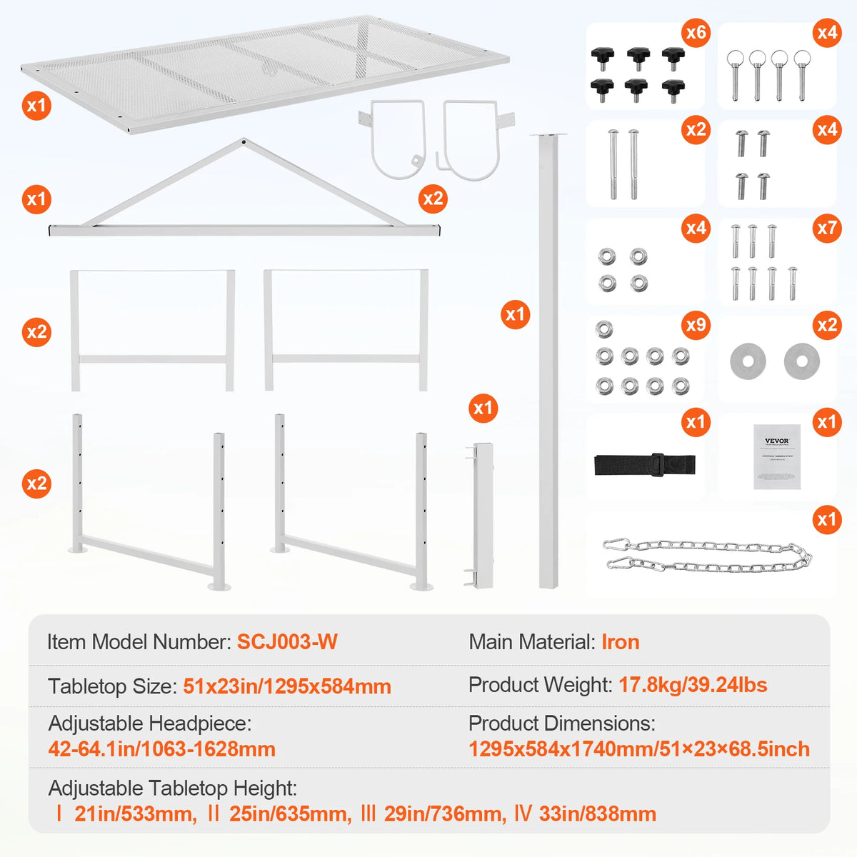 SucceBuy Goat & Sheep Stand 51x23 in Livestock Stand Metal Livestock Milking  Shearing Stand 21" to 33" Adjustable Height  White