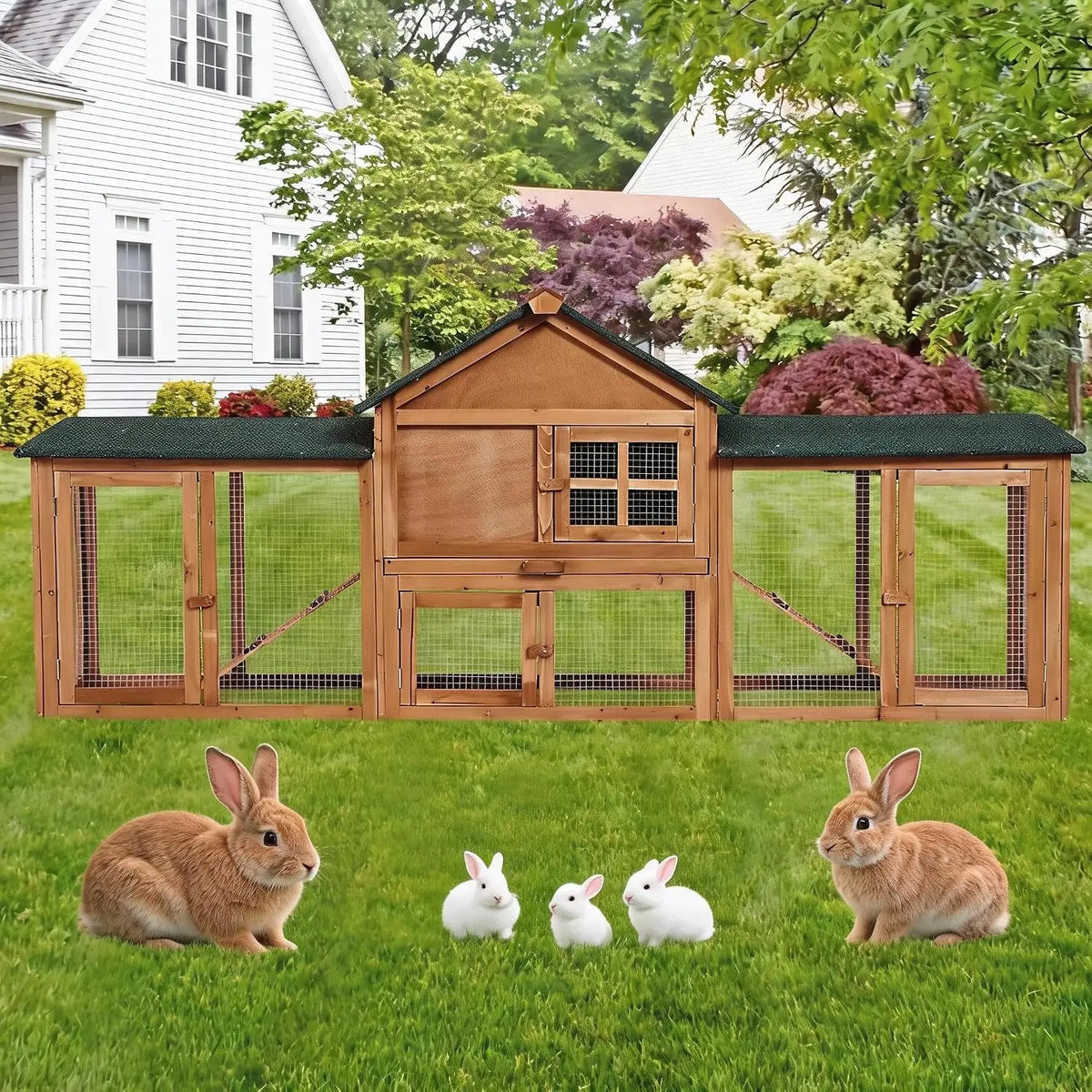 Garvee Wooden Hen House for 2-4 Chickens Poultry Hutch Brand new fast shipping Outdoor Chicken Coop with Waterproof Asphalt Roof For Small Animals