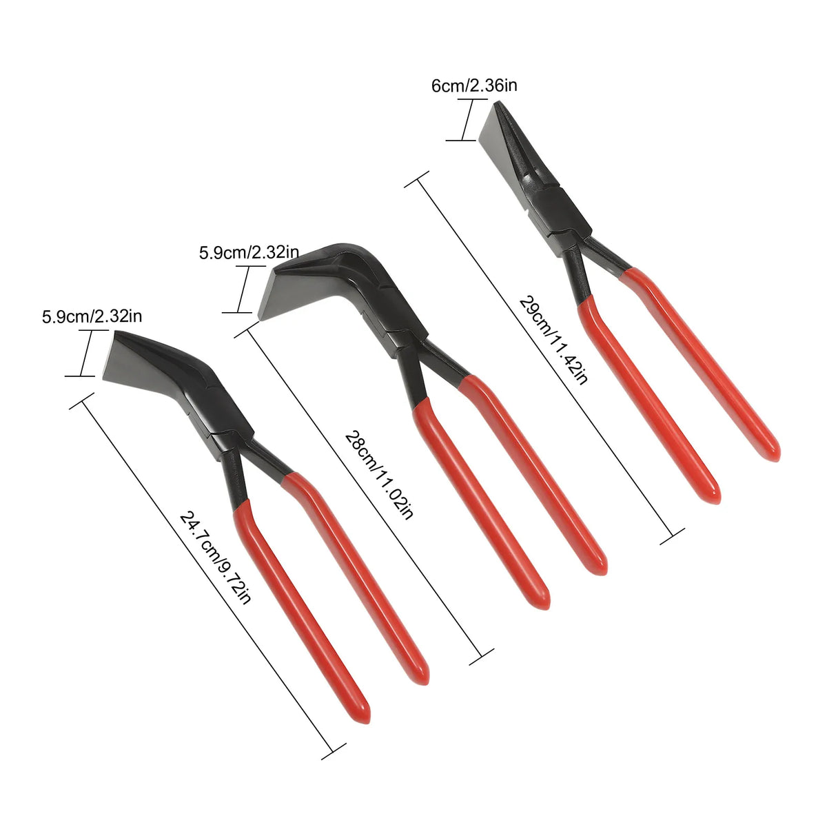 3 Piece Metal Bending Pliers Set Straight 45° & 90° Metal Sheet Flattering Pliers Hand Seam Plate for DIY Bending Flattening Red/Black