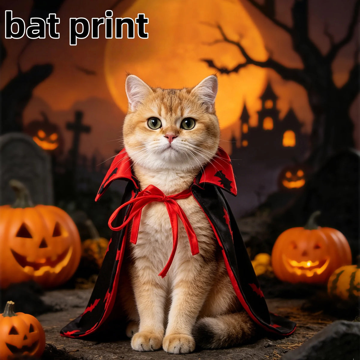In Stock Halloween Reversible Bat Pet Vampire Cape Costume Party Outfit For Cats Small Dogs for pet Gifts