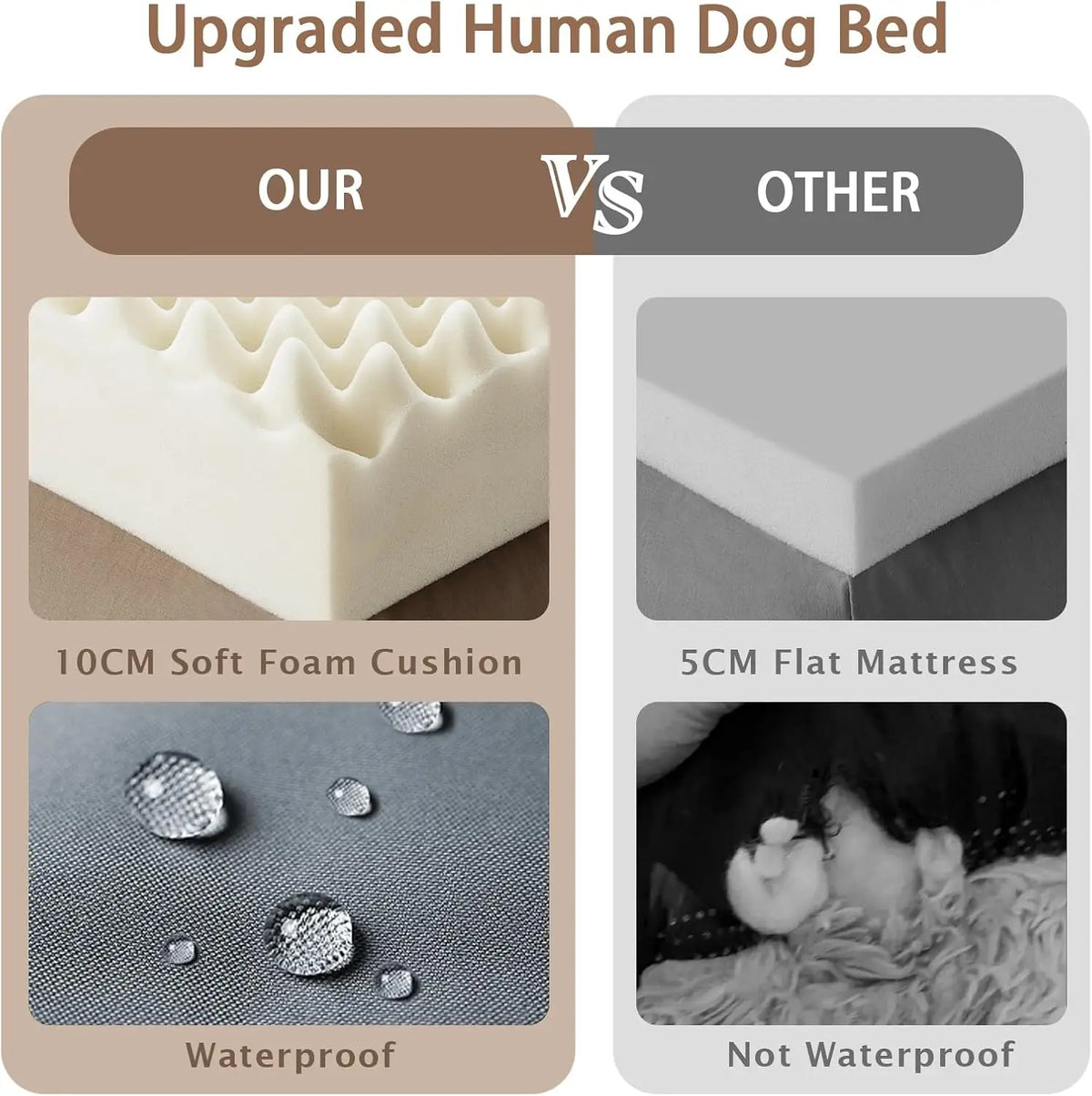 ROOMTEC Human Dog Bed, 71''x45''x12'' Size Fits Adult and Pet Washable Giant People Bed 10 CM Thick Memory Foam Large Oversize Pet Bed with Plump Pillow, Blanket, Strap - Grey