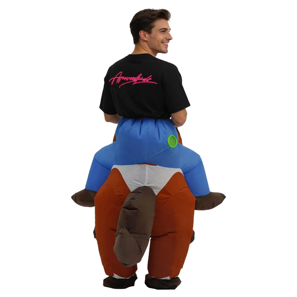 Funny Ride on Horse Inflatable Costume Adult Male Female Role Play Halloween Birthday Mascot Party Set