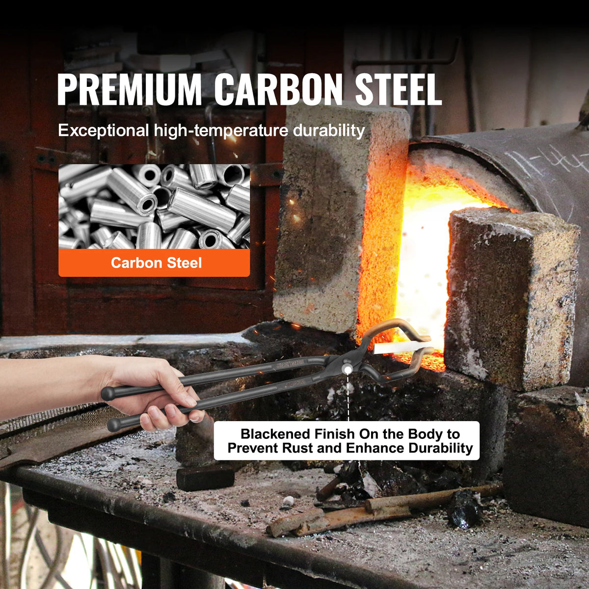 SucceBuy Blacksmith Tongs 18” V-Bit Bolt Tongs Wolf Jaw Tongs Z V-Bit Tongs and Gripping Tongs Carbon Steel Forge Tongs