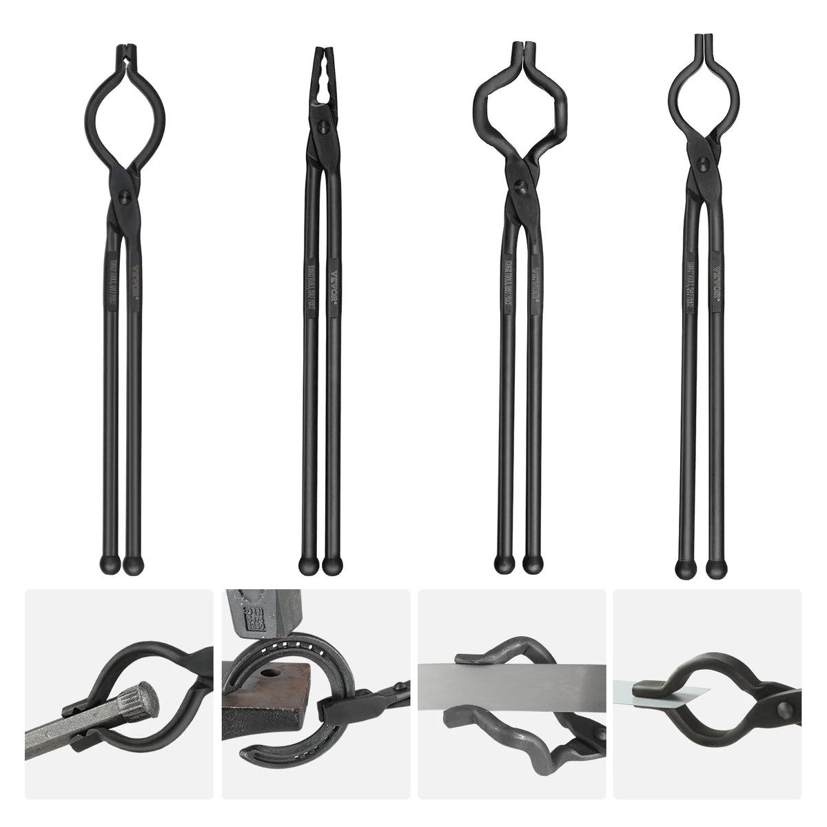 SucceBuy Blacksmith Tongs 18” V-Bit Bolt Tongs Wolf Jaw Tongs Z V-Bit Tongs and Gripping Tongs Carbon Steel Forge Tongs