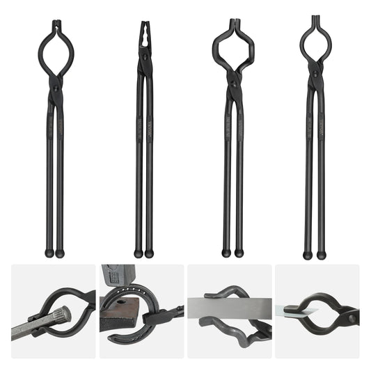 SucceBuy Blacksmith Tongs 18” V-Bit Bolt Tongs Wolf Jaw Tongs Z V-Bit Tongs and Gripping Tongs Carbon Steel Forge Tongs