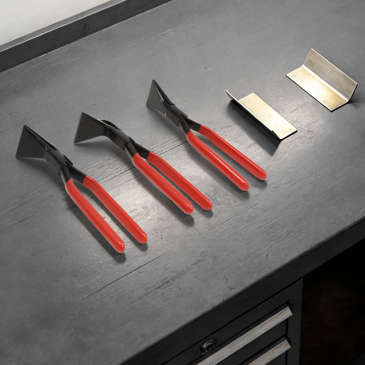 3 Piece Metal Bending Pliers Set Straight 45° & 90° Metal Sheet Flattering Pliers Hand Seam Plate for DIY Bending Flattening Red/Black