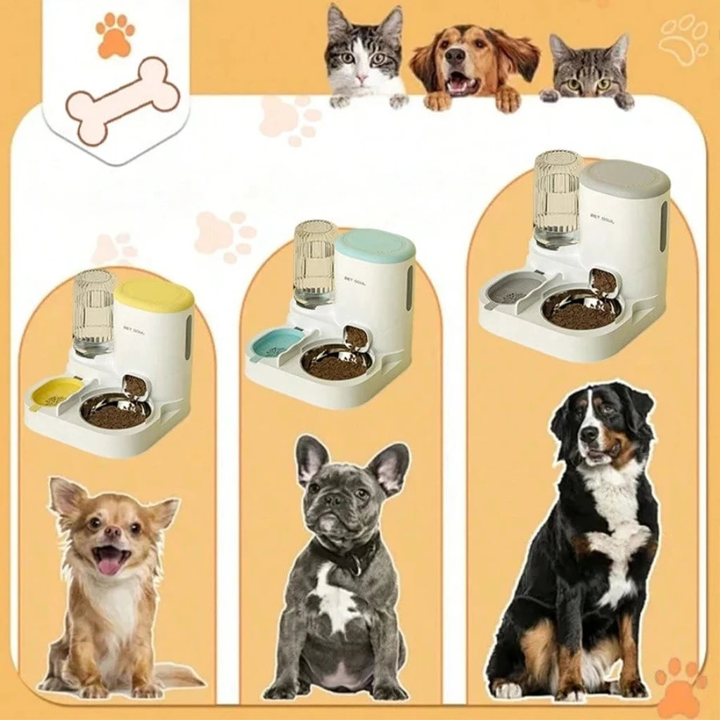 2-in-1 Automatic Cat Feeder and Water Dispenser Gravity Auto Pet Food Bowl Washable Drinking Fountain Indoor Pet Supplies