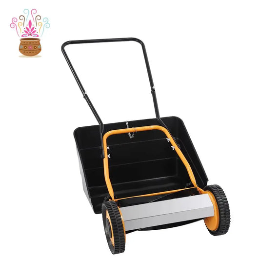 14 Inch Hand Push Manual Lawn Mower Steel Aluminum Plastic Spraying Wear-resistant 4 Five-edged Blades 0.47-1.65in Adjustable Cutting Height Wheeled No-power Grass Cutter Eco-friendly Push Lawn Trimmer For Villa Home Backyard