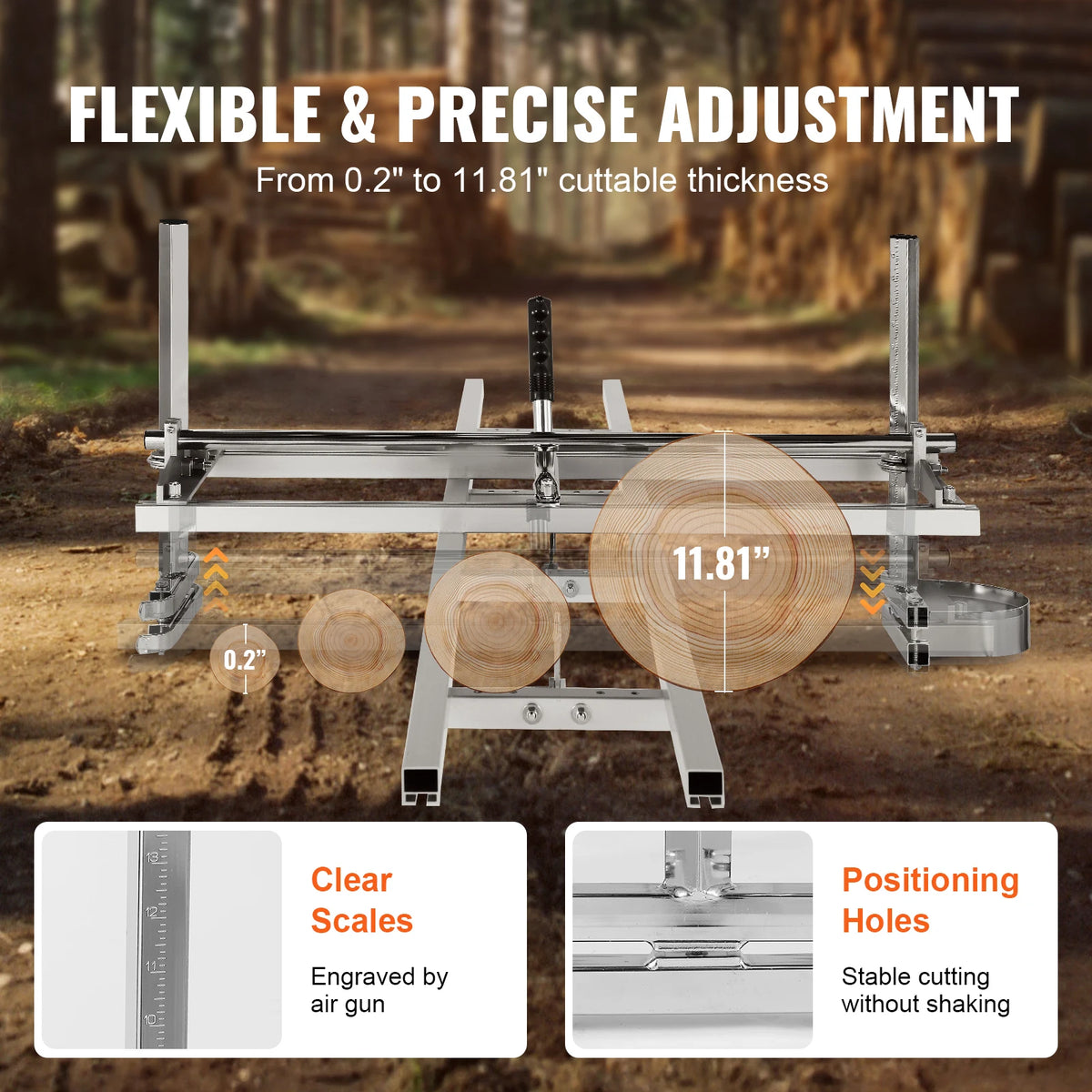 SucceBuy Chainsaw Mill Planking Milling 14-36 Inch Guide Bar Wood Lumber Cutting Portable Sawmill Aluminum Steel Chain Saw Mill