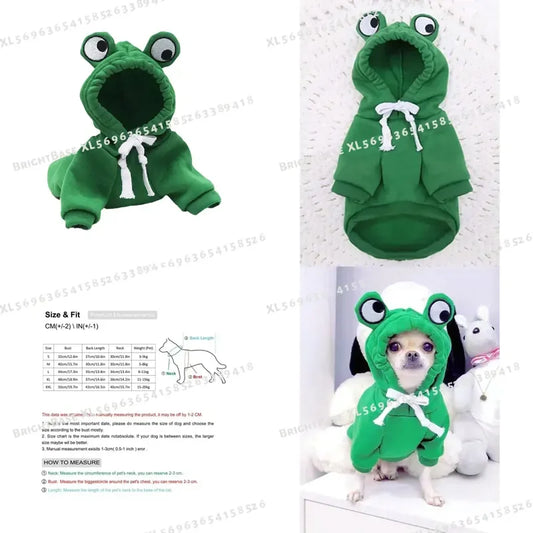 1PC Cute Frog Pet Sweater for Small Medium Dogs Green Hoodie with Fun Design Keep Your Pup Cozy and Stylish