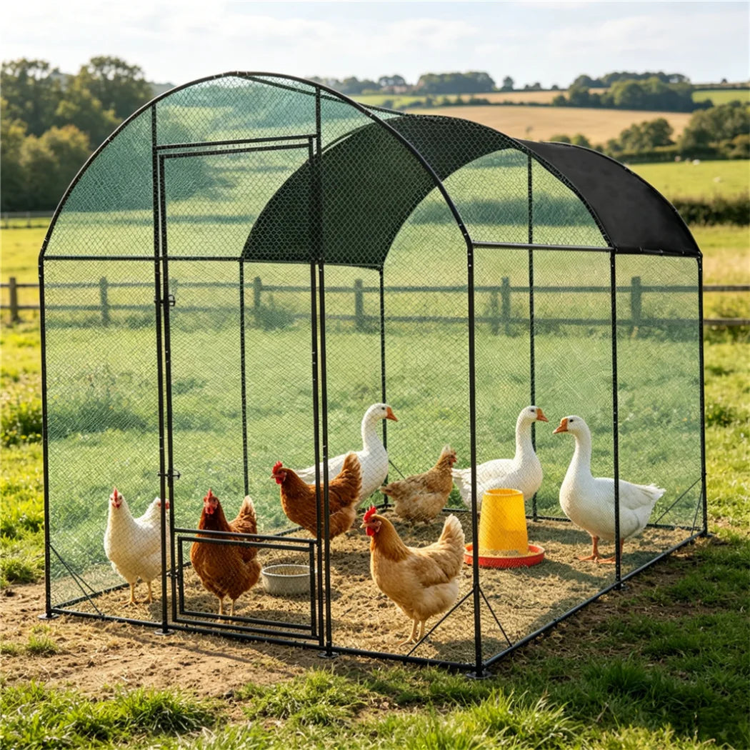 Large Chicken Coop Cage Outdoor Walk-in Hen Poultry Cage Run Pen Fence Duck House with Nylon Netting Metal Tubes Rabbit Hutch Run Nest Pet Cage