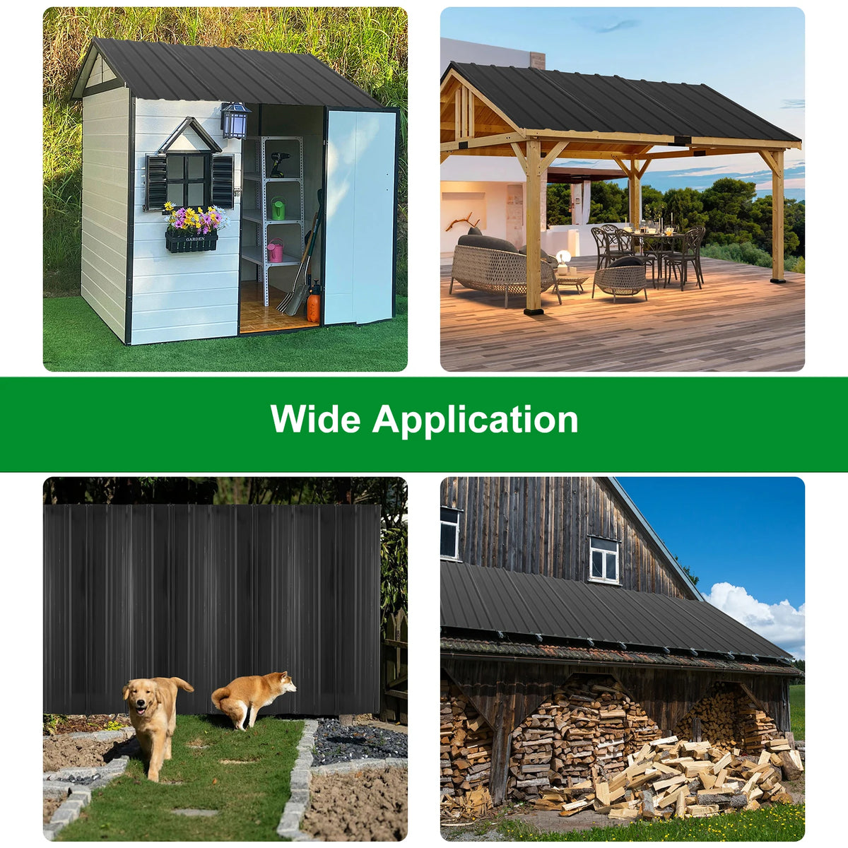 12pcs Roof Sheets Panels For Garage Roof Tiles Corrugated Metal Sheets Heavy Duty Pergola Roof Galvanized Garage Shed Roofing