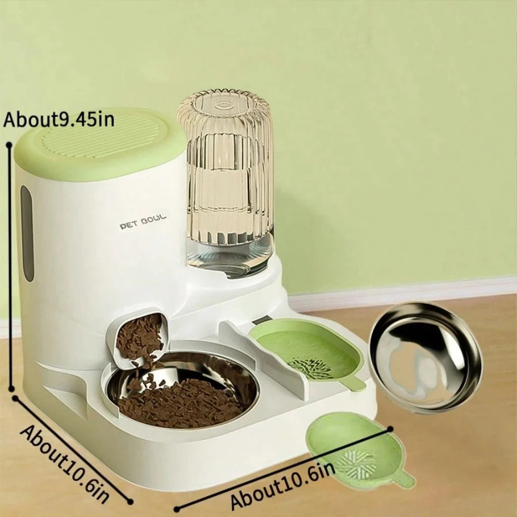 2-in-1 Automatic Cat Feeder and Water Dispenser Gravity Auto Pet Food Bowl Washable Drinking Fountain Indoor Pet Supplies