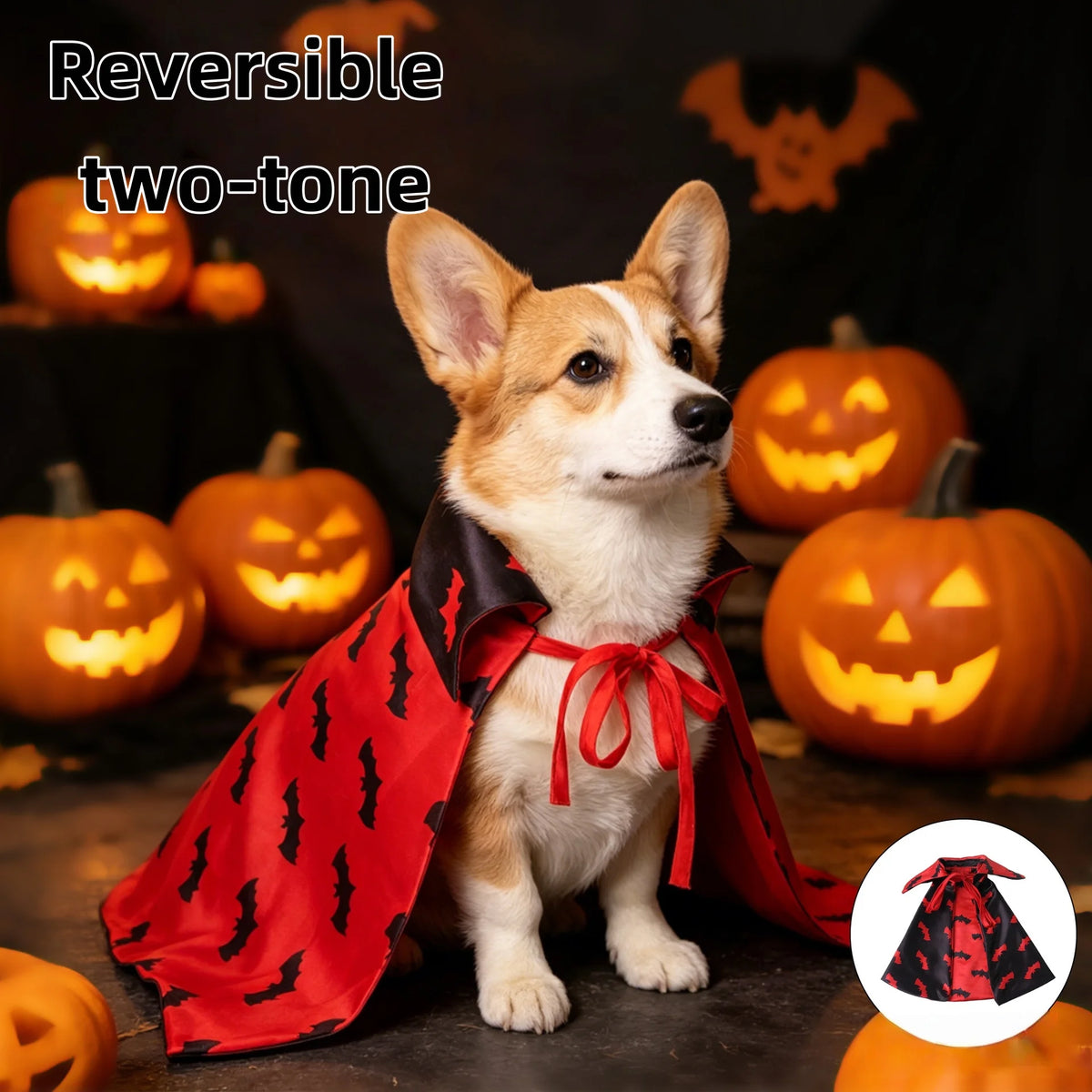 In Stock Halloween Reversible Bat Pet Vampire Cape Costume Party Outfit For Cats Small Dogs for pet Gifts