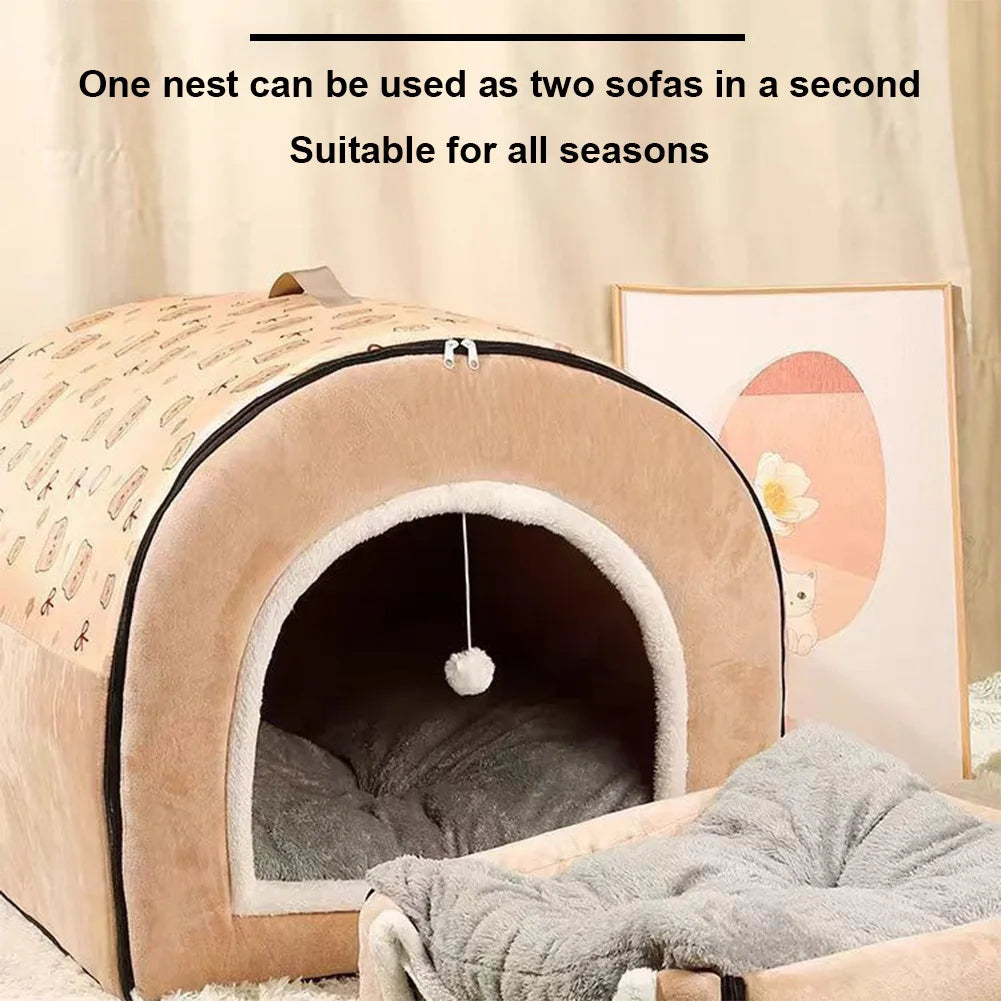 Dog Cave Shelter Detachable Large Dog Bed House Washable Cat House Nest Comfortable Winter Cat Bed Castle Dogs Cats Pet Supplies