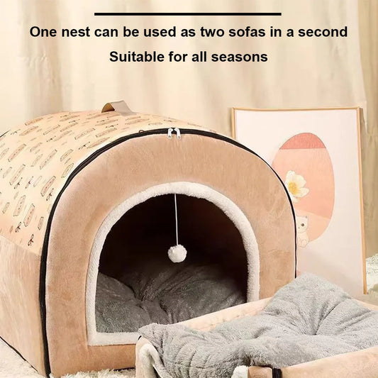 Dog Cave Shelter Detachable Large Dog Bed House Washable Cat House Nest Comfortable Winter Cat Bed Castle Dogs Cats Pet Supplies