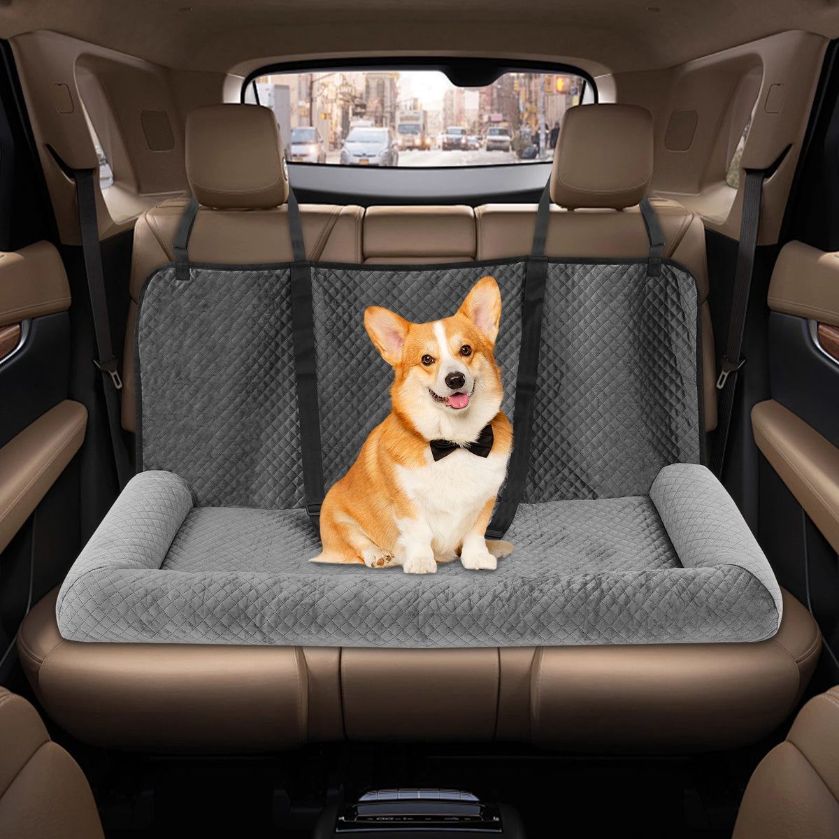 Dog Car Seat Large Dog Car Bed Pet Seat with Safety Tethers Buckles for Small Medium Large Dogs Travel Car Cushion
