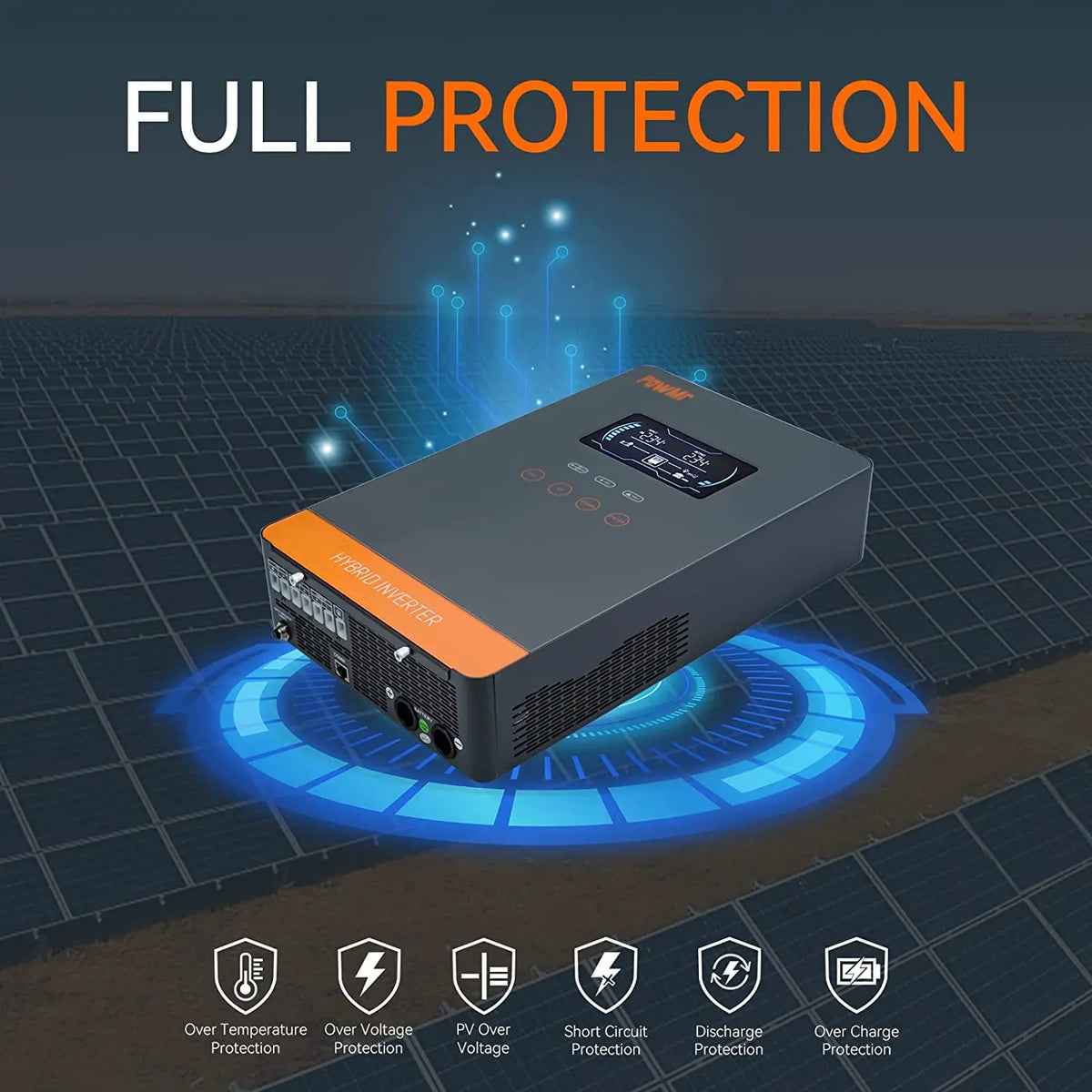 US Stock 4KW 120V Off Grid Solar Inversor DC 24V 140A MPPT Solar Charger Pure Sine Wave Home Inverters 6.25 Inch LCD Display
