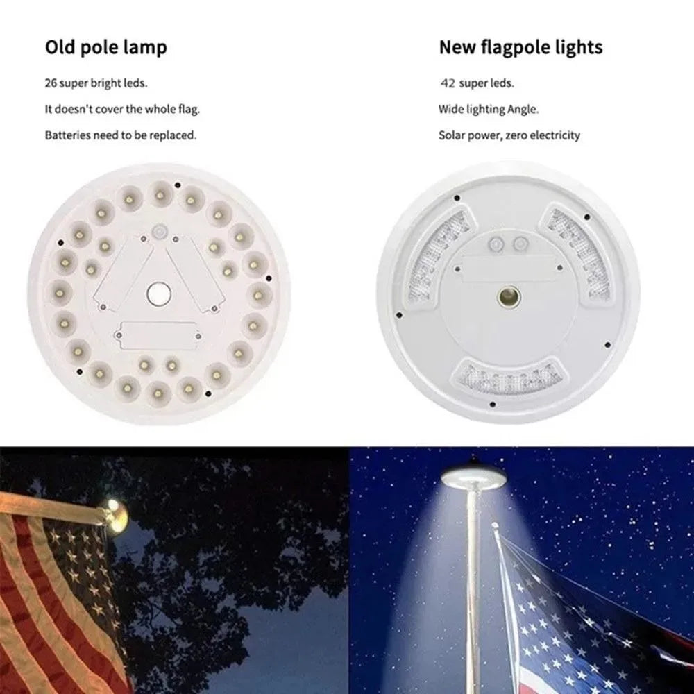 42 LED Solar Flagpole Light Garden Umbrella Light Outdoor Waterproof Landscape Street Flag Pole Lamp For Tent Camping，Portable camping lamp tent courtyard lawn path street outdoor decoration