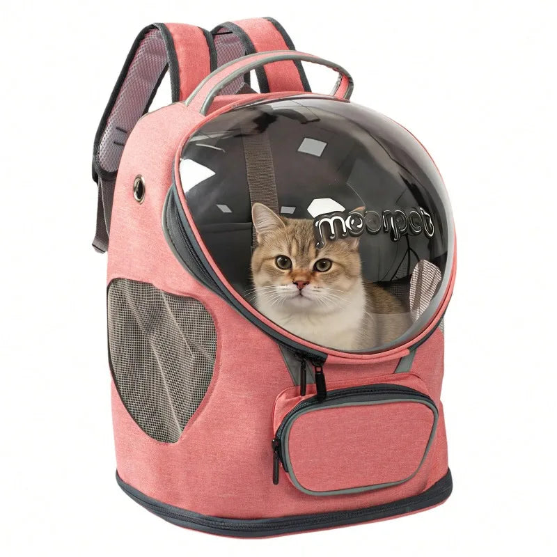 Cat Backpack Carrier, Foldable, Breathable & Transparent, Suitable For Cats And Dogs, Portable Travel Bag With Zipper, Essential Pet Bag/Pet Backpack/Pet Gift For Outdoor Travel