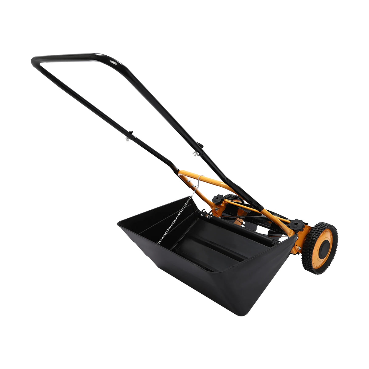 16 Inch Hand Push Lawn Mower Steel Aluminum Plastic Sprayed Wear-resistant 4 Sharp Five-edged Blades 0.47-1.65in Adjustable Cut Height Manual Wheeled Grass Cutting Machine No-power Eco Lawn Trimmer For Villa Household Backyar