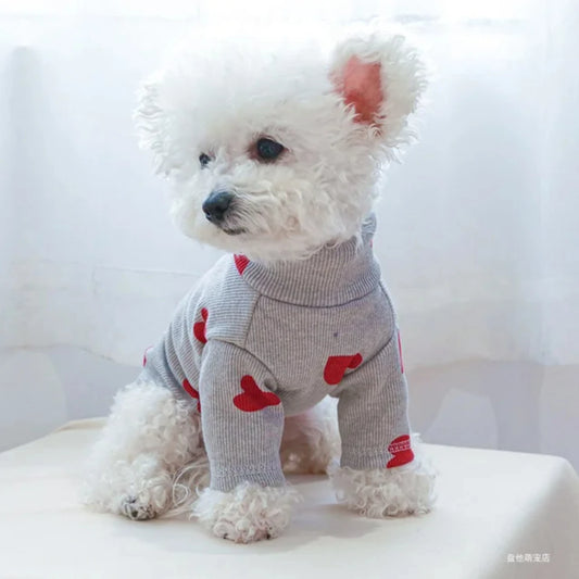 Dog Puppy Clothes Shirt Fit Small Dog Pet Cat All seasons Love printed Valentine's Day bottom shirt