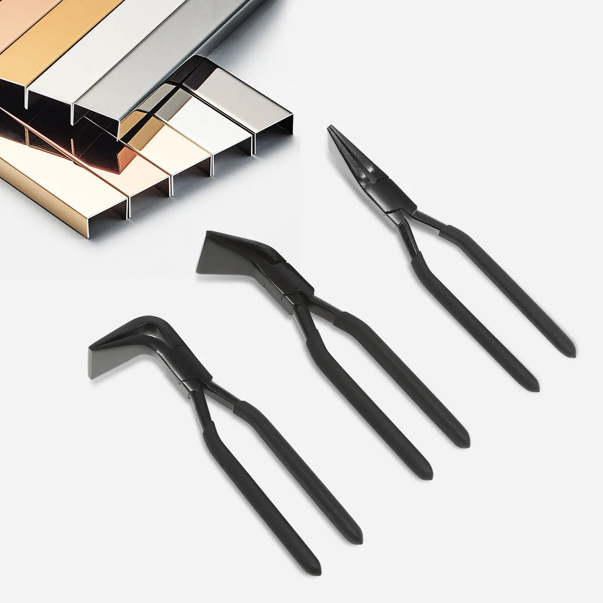 3 Piece Metal Bending Pliers Set Straight 45° & 90° Metal Sheet Flattering Pliers Hand Seam Plate for DIY Bending Flattening Red/Black