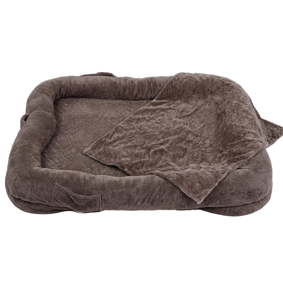 Human Dog Bed Washable Large Size Non Slip Bottom Comfortable Plush 180x120x30cm Giant Size Dog Bed with Blanket and Pocket