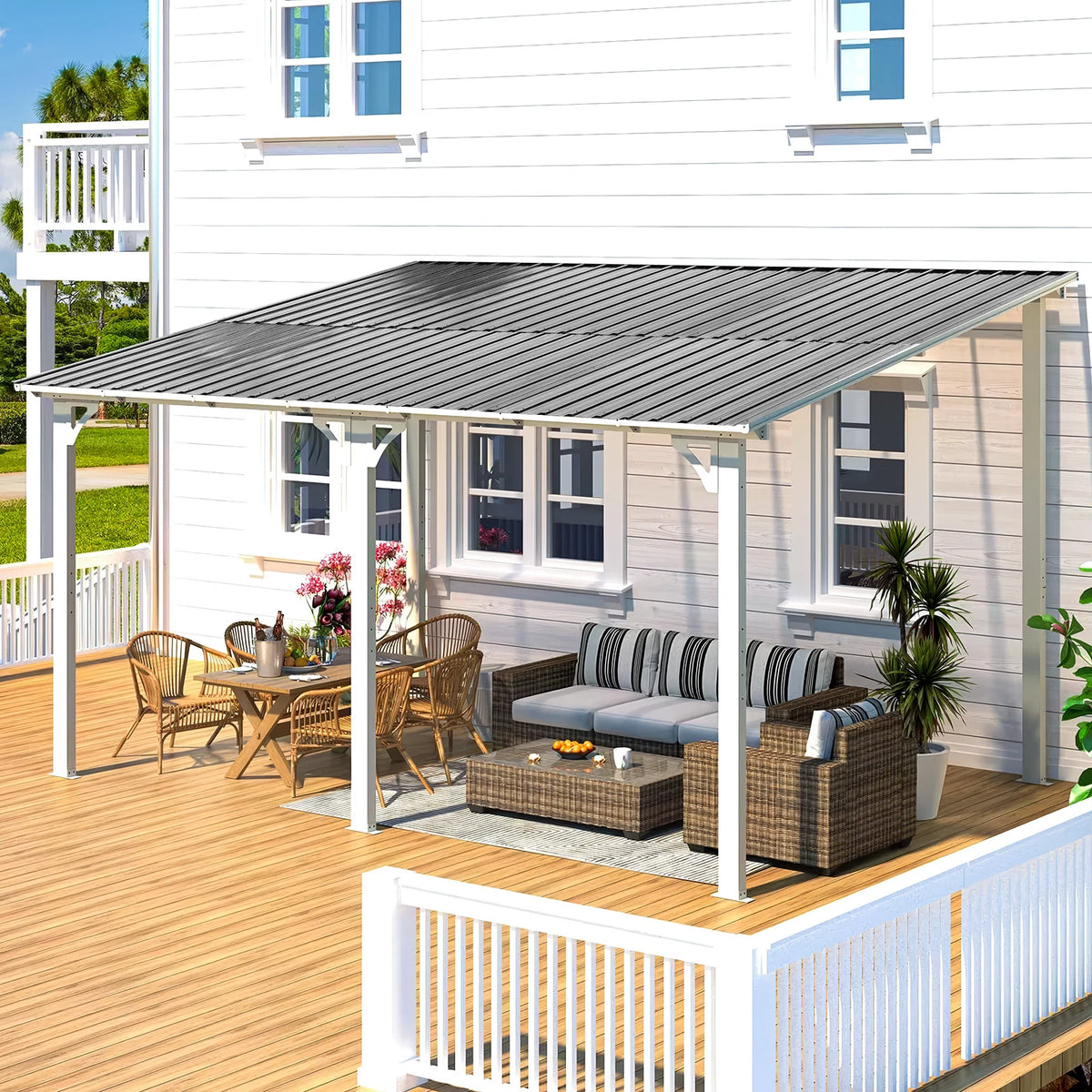 12pcs Roof Sheets Panels For Garage Roof Tiles Corrugated Metal Sheets Heavy Duty Pergola Roof Galvanized Garage Shed Roofing