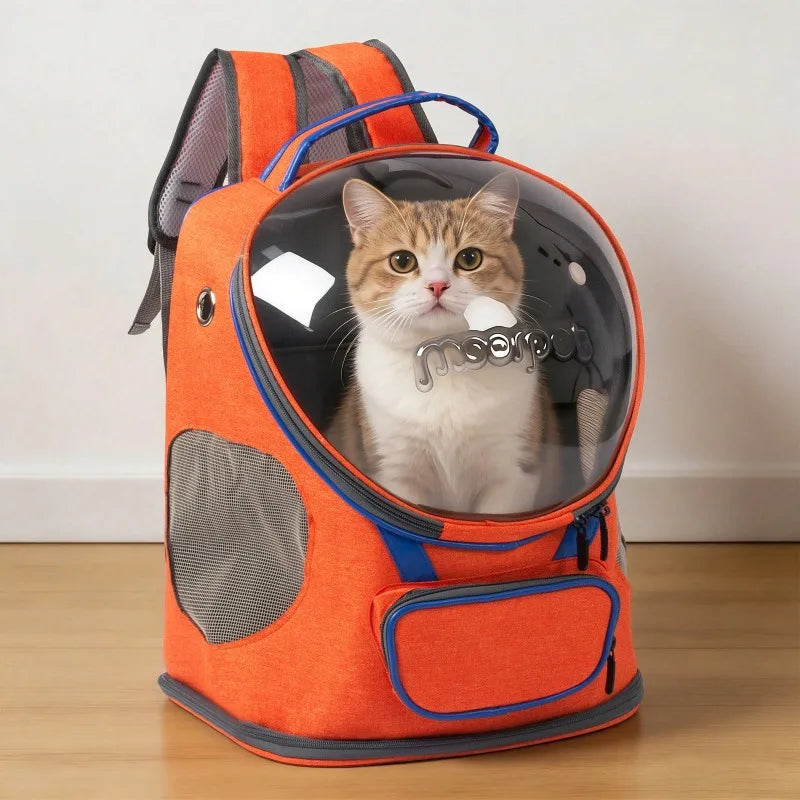 Cat Backpack Carrier, Foldable, Breathable & Transparent, Suitable For Cats And Dogs, Portable Travel Bag With Zipper, Essential Pet Bag/Pet Backpack/Pet Gift For Outdoor Travel