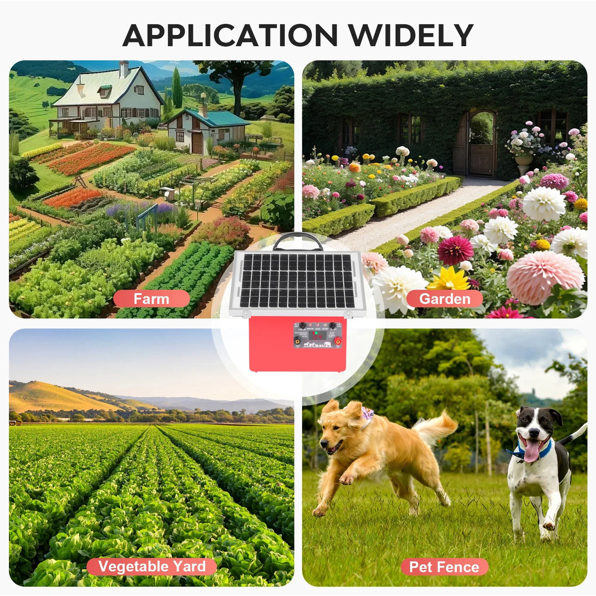 36KM/20 Miles Solar Electric Fence Charger Electric Fence Energizer for Livestock Prevent Predator Invasion Poultry with battery