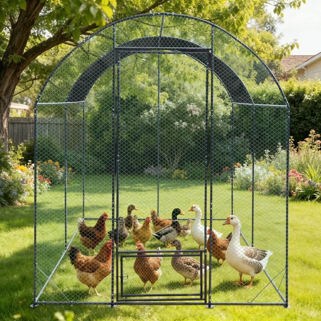 Large Chicken Coop Cage Outdoor Walk-in Hen Poultry Cage Run Pen Fence Duck House with Nylon Netting Metal Tubes Rabbit Hutch Run Nest Pet Cage