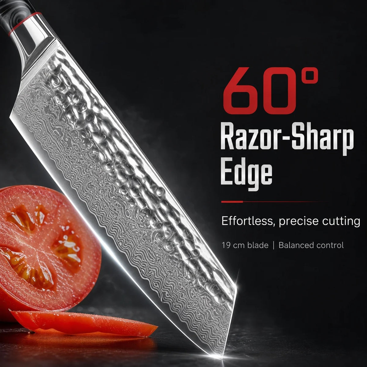 7 Inch Professional Japanese Damascus Kitchen Knife - VG-10 High Carbon Stainless Steel, Ideal for Slicing Meat & Vegetables